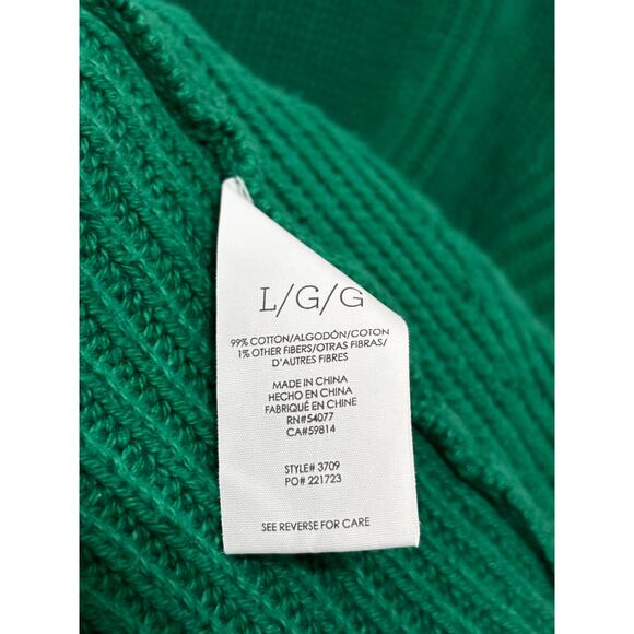 CABI Green Chunky Knit Button Up Balloon Sleeve Sweater Size L - Picture 6 of 7